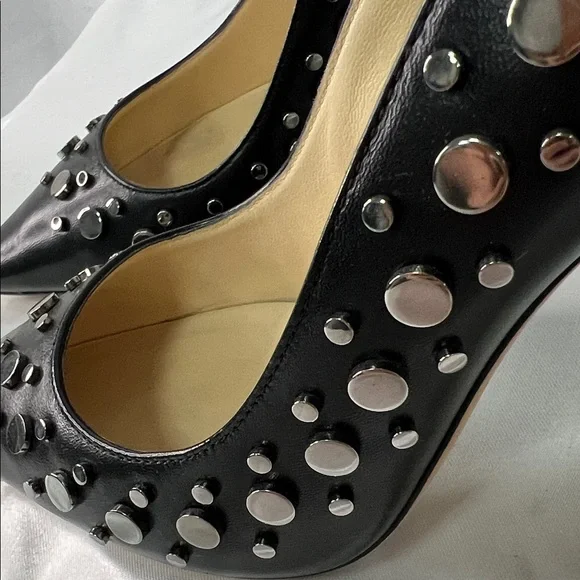 Jimmy Choo Black and Silver Studded Heels - Picture 5 of 11